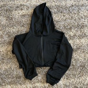 Black Zip crop hoodie